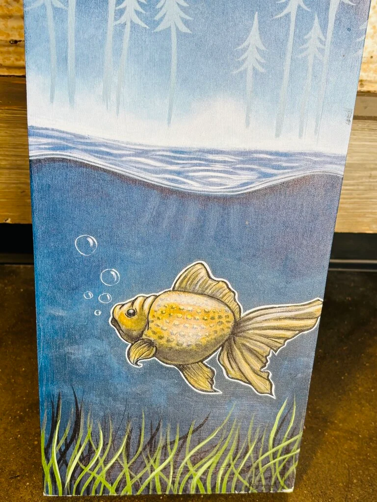 Owl And Goldfish Signed, Numbered 7.5 X 36.5 - Image 3