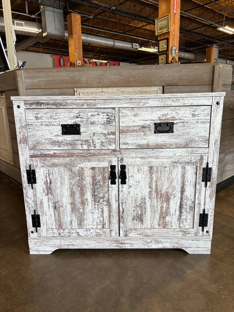 Painted Wood Sideboard 2 Drawers, 2 Doors 35.5 X 15.5 X 30.25 - Image 2