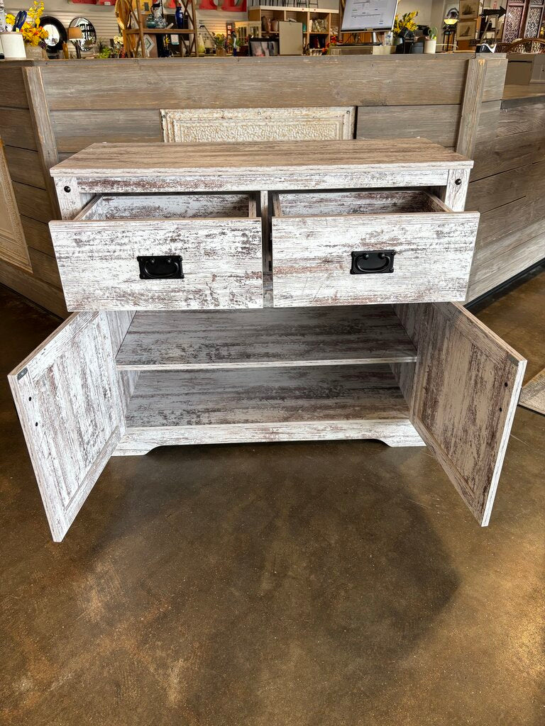 Painted Wood Sideboard 2 Drawers, 2 Doors 35.5 X 15.5 X 30.25 - Image 3