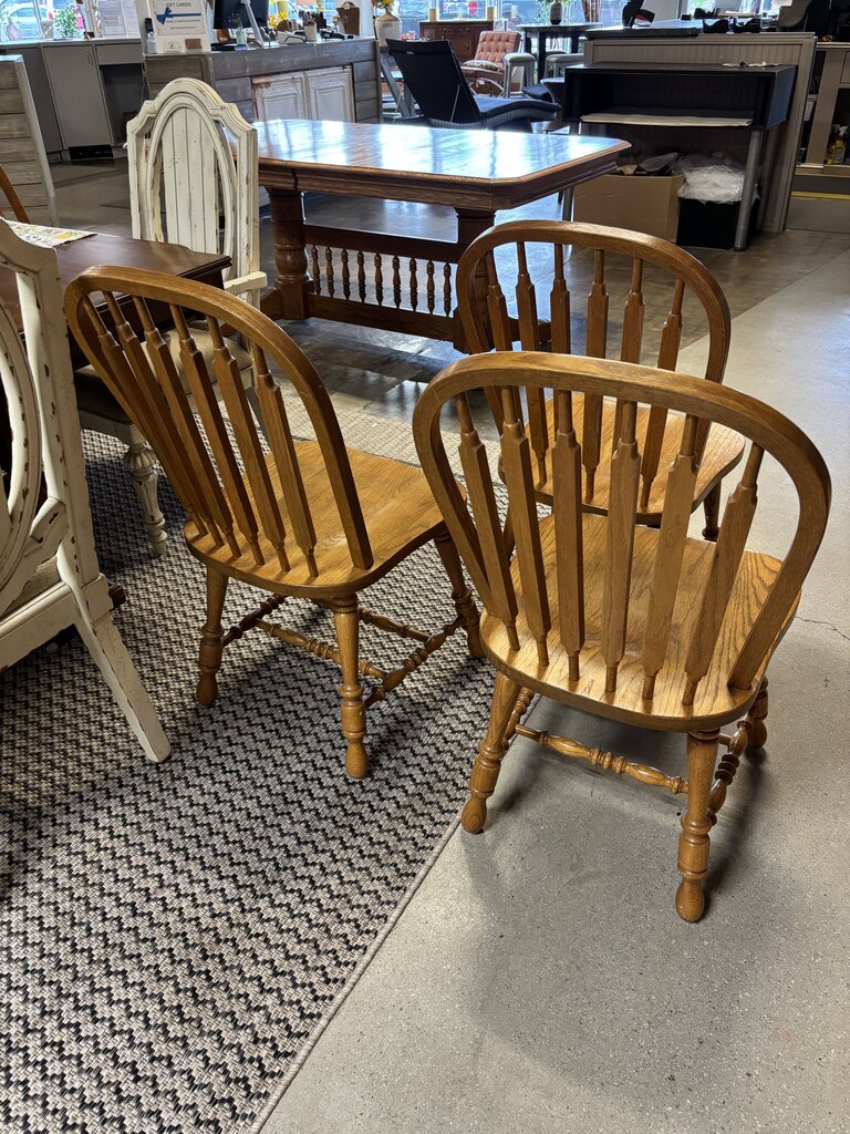 Pedestal Dining Table, 4 Leaves, 6 Chairs - Image 9