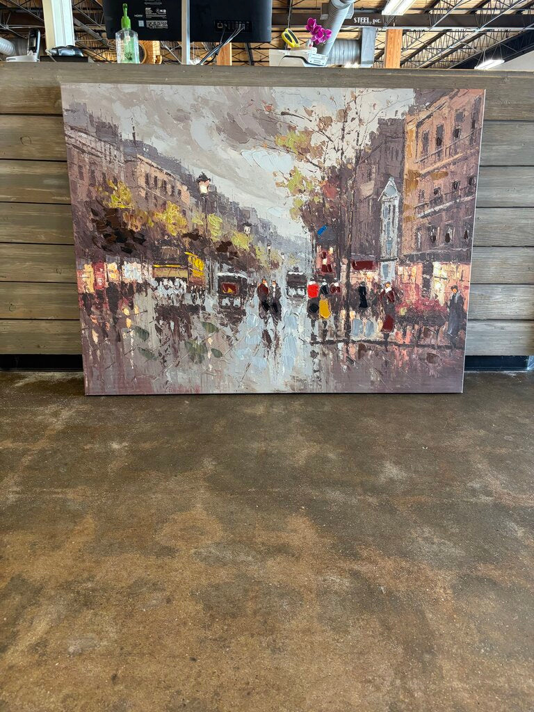 Rainy Paris Street Scene 48 X 36 X 1.5