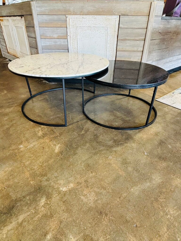 Round Nesting Marble Coffee Tables - Image 2