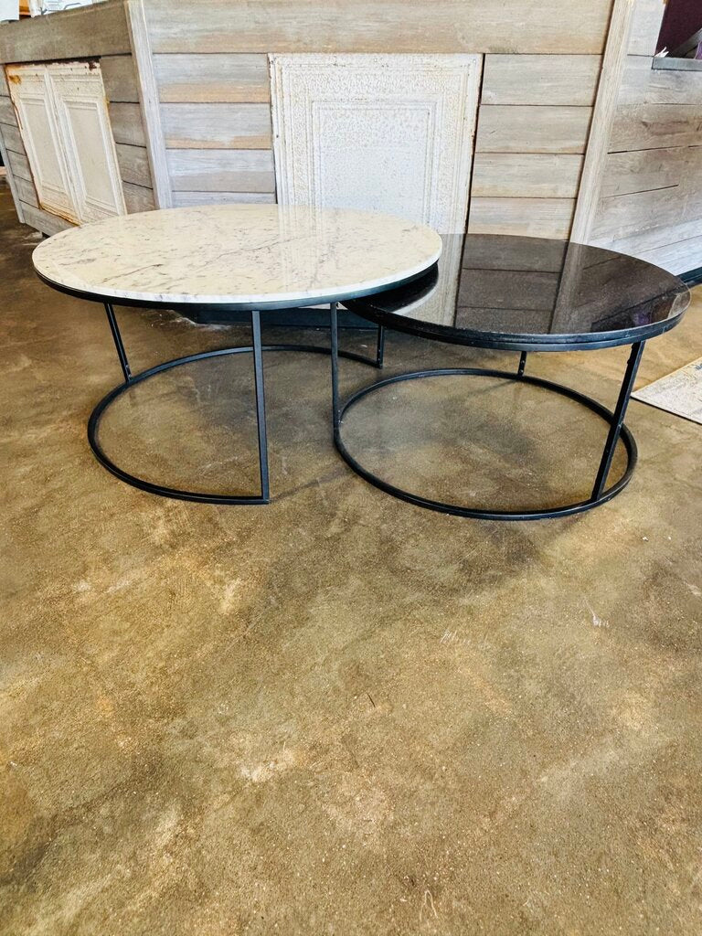 Round Nesting Marble Coffee Tables - Image 3