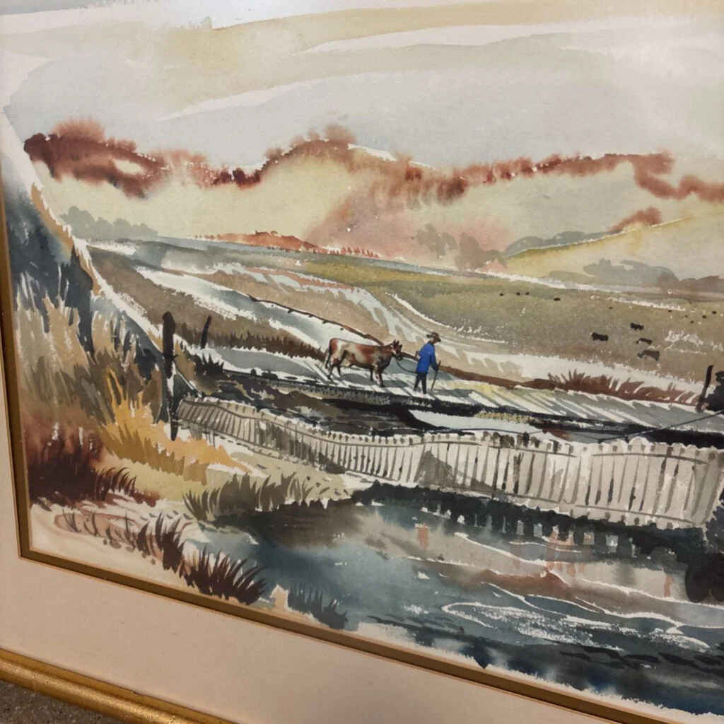 Rural Riverside Landscape Painting 27 X 21 - Image 2