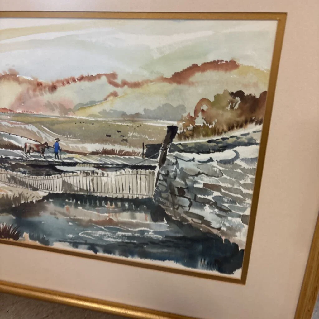 Rural Riverside Landscape Painting 27 X 21 - Image 3