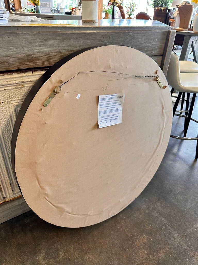 Rustic Aged Wood Round Mirror - Image 4