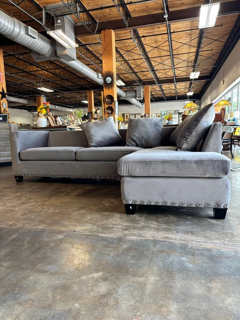 Sectional Sofa with Nailhead Trim, 4 Pillows 110" X 72" - Image 2