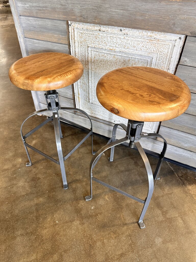 Set 2 Metal & Wood Adjustable - Image 3