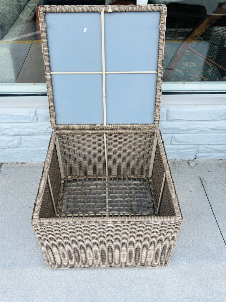 SET 3 Faux Wicker Loveseat, Chair, & Side Table w/Cushions - Image 9