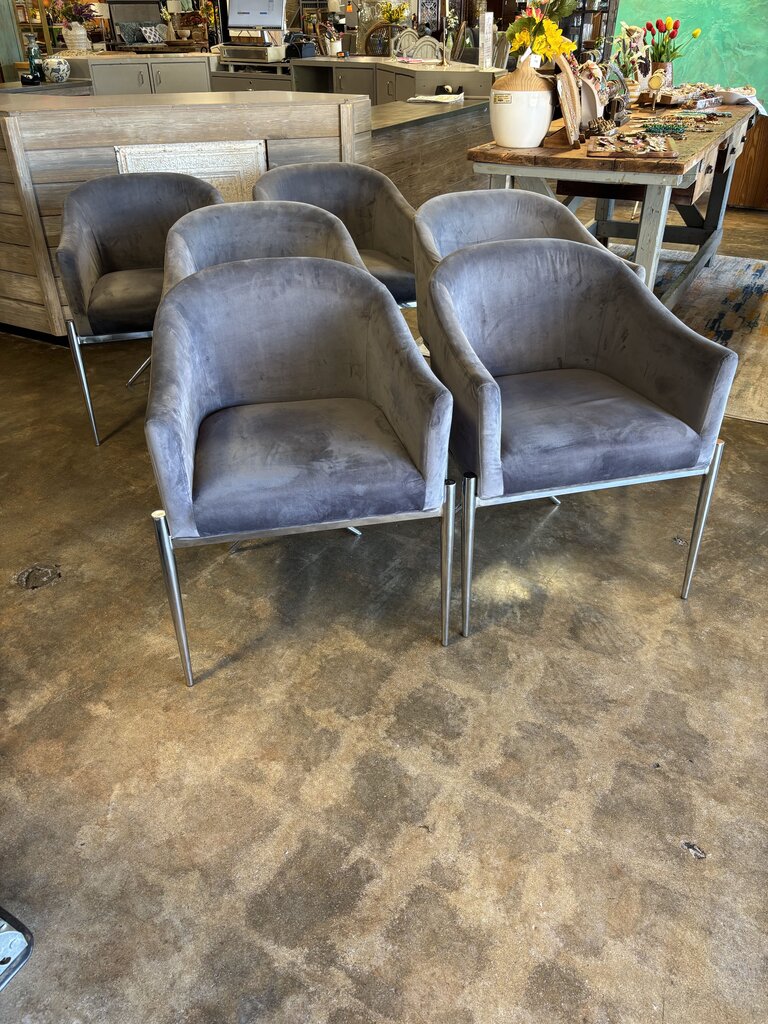 Set 6 Velvet Dining Chairs - Image 4