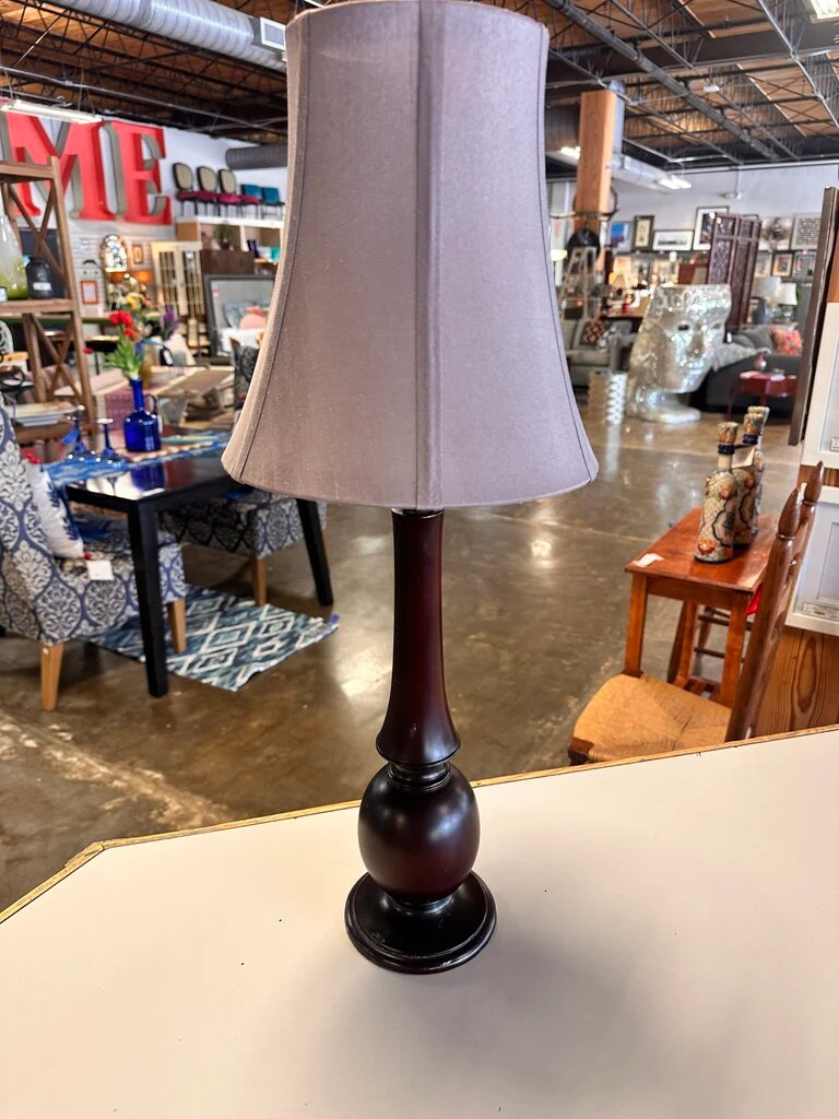 Table Lamp & Silk Shade - Image 2
