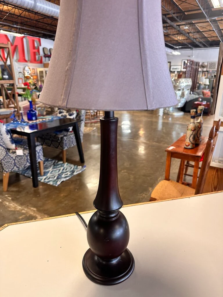 Table Lamp & Silk Shade - Image 2