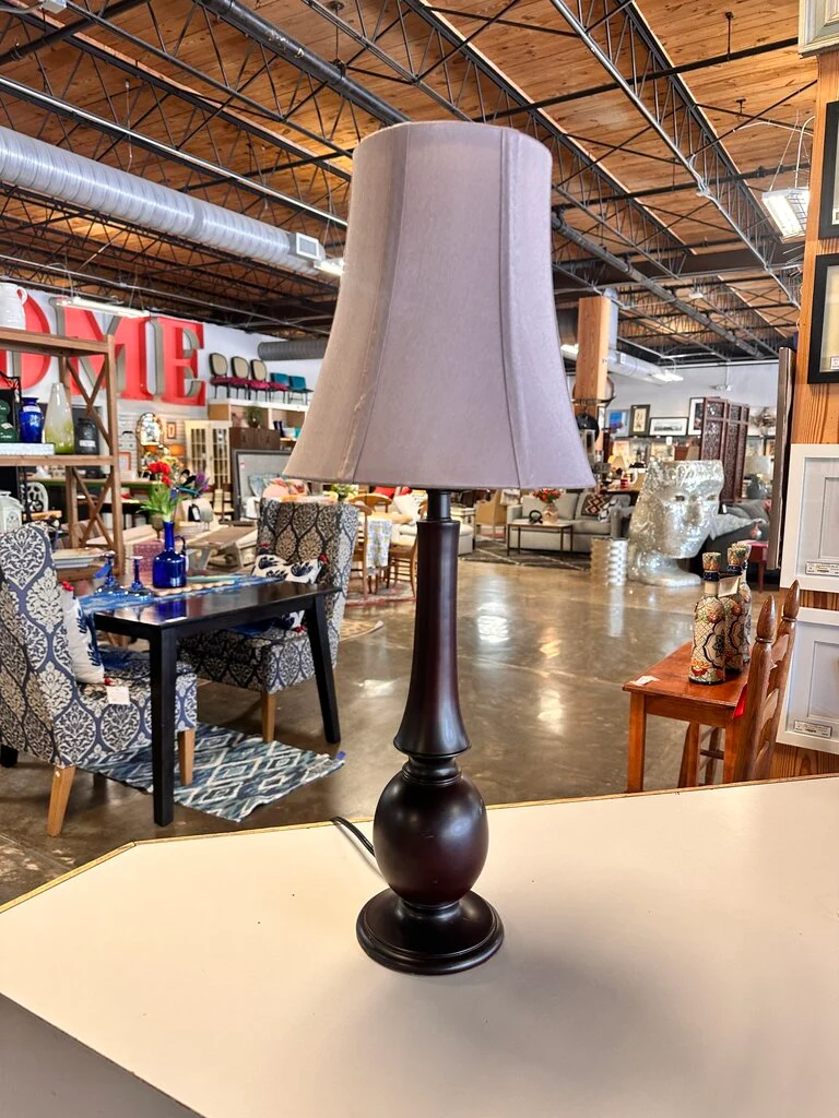 Table Lamp & Silk Shade - Image 3