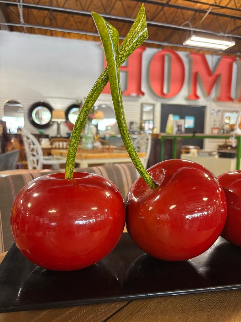 Triple Red Cherries Signed Sculpture - Image 3