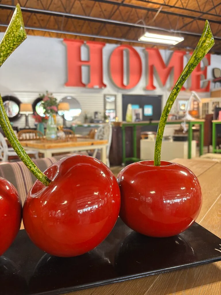 Triple Red Cherries Signed Sculpture - Image 4