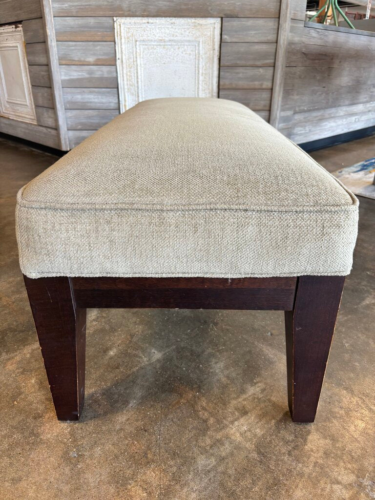 Upholstered Beige Wood Leg Bench - Image 4
