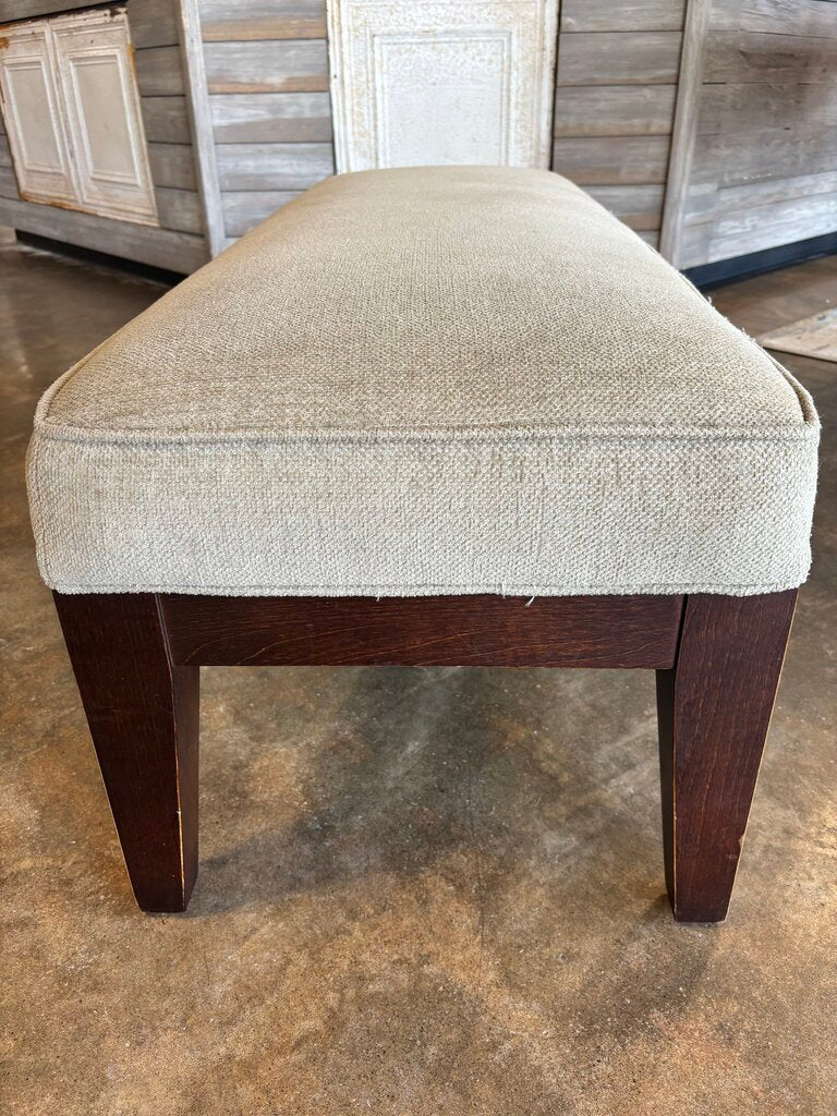 Upholstered Beige Wood Leg Bench - Image 5