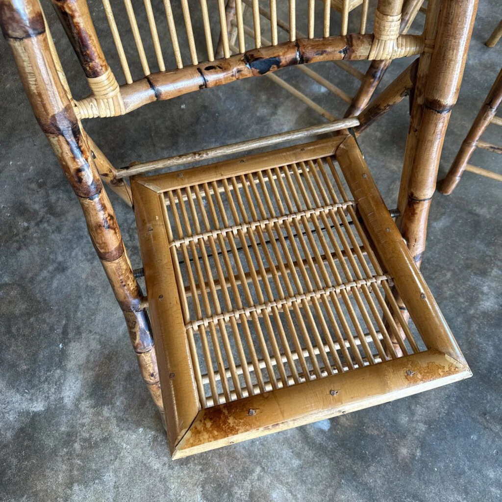 Vintage Bamboo Rattan Folding Chair - Image 2