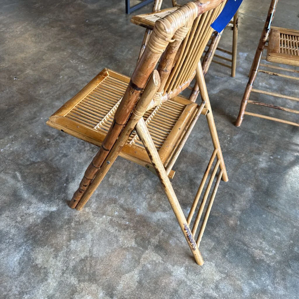 Vintage Bamboo Rattan Folding Chair - Image 3