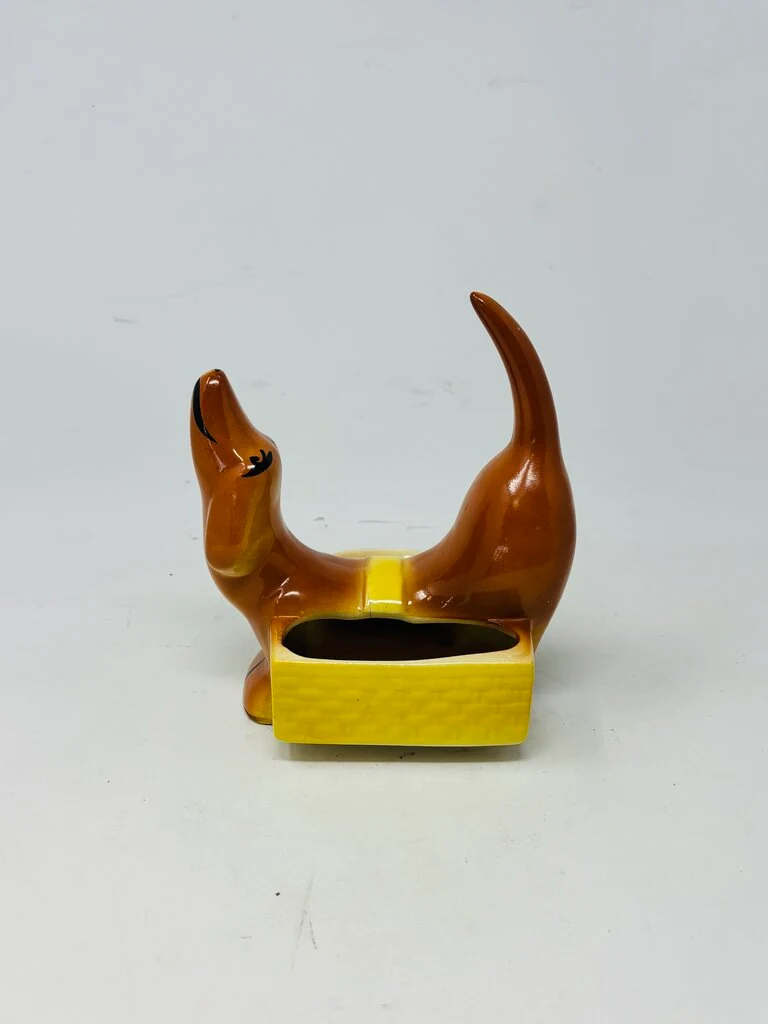 Vintage Dachshund Ceramic Caddy Planter