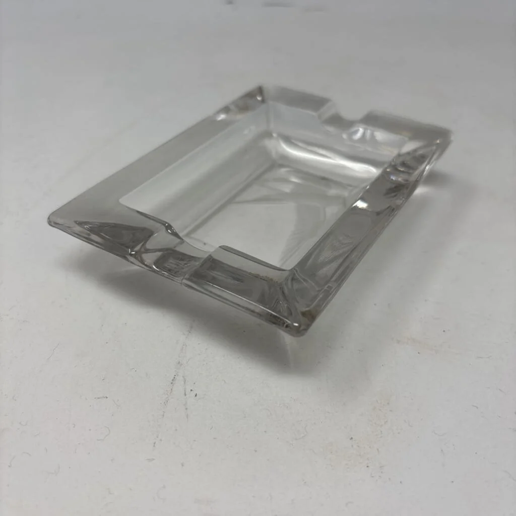 Vintage Etched Bird Rectangle Glass Ashtray - Image 2