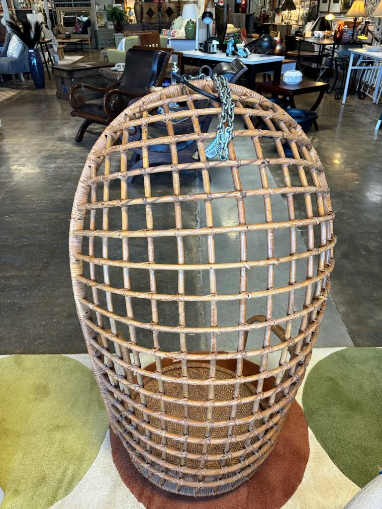 Vintage Hanging Wicker Egg Chair - Image 4