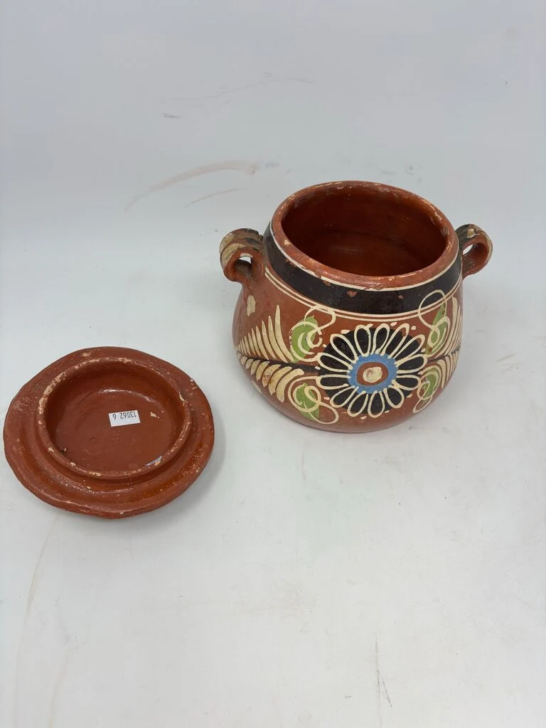 Vintage Mexican Redware Lidded Bean Pot - Image 2