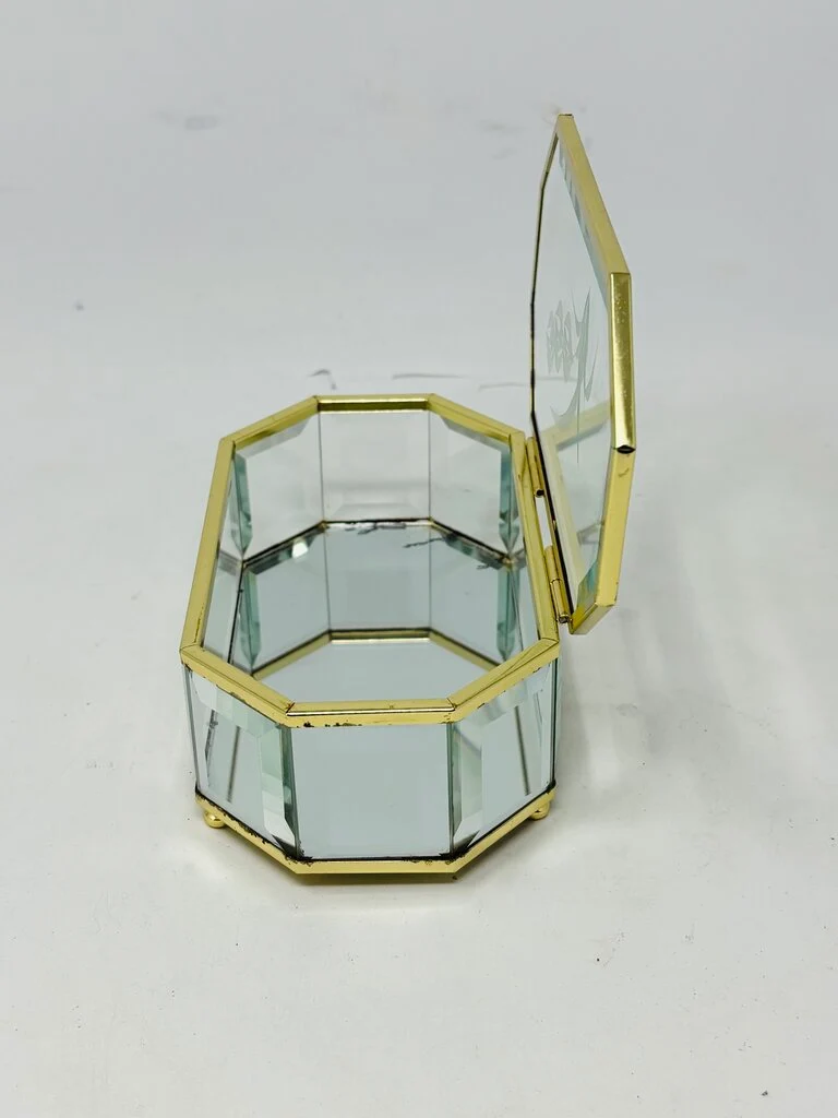 Vintage Octagon-Shaped Glass Trinket Box - Image 3