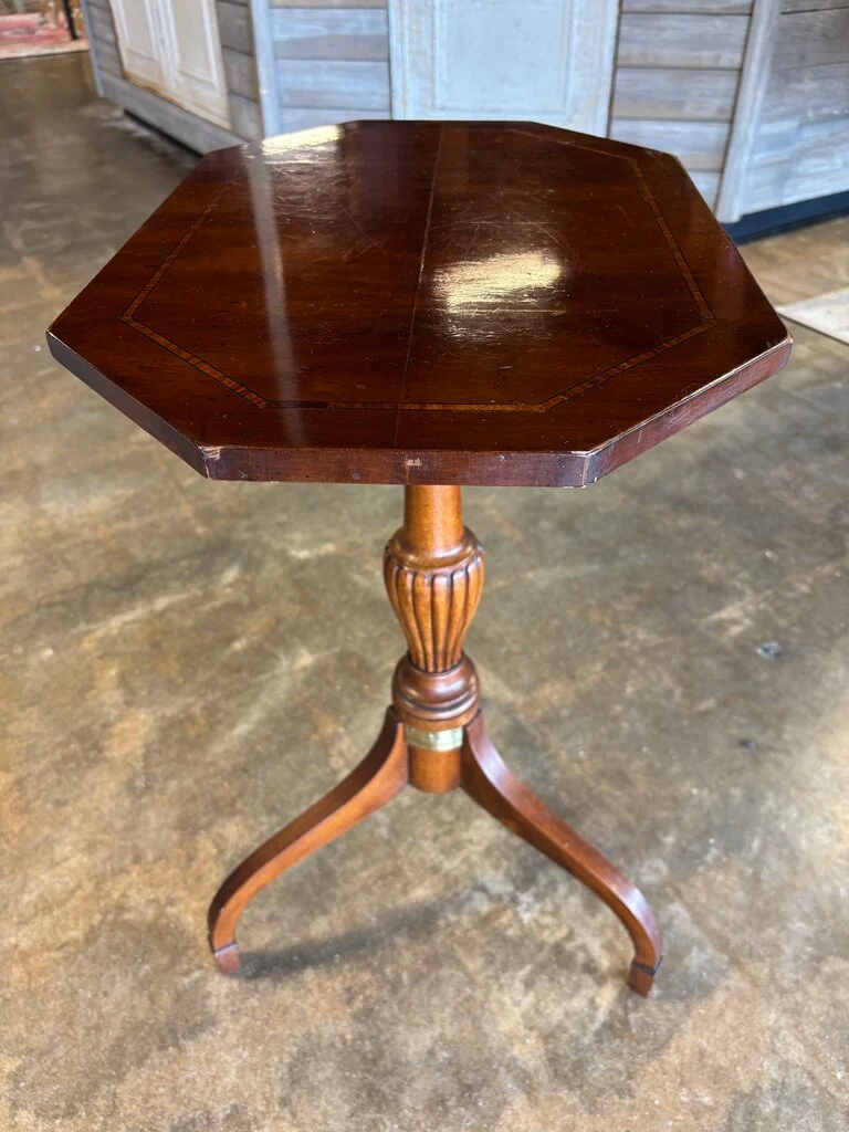 Vintage Octagonal Tripod Side Table - Image 2