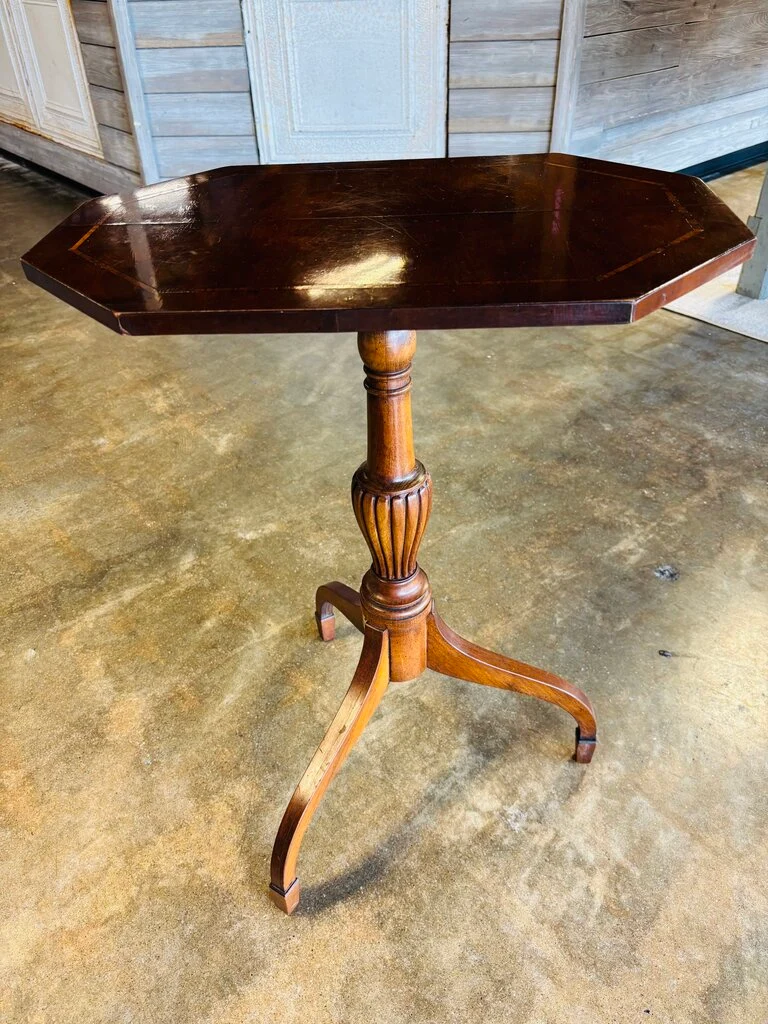 Vintage Octagonal Tripod Side Table - Image 4