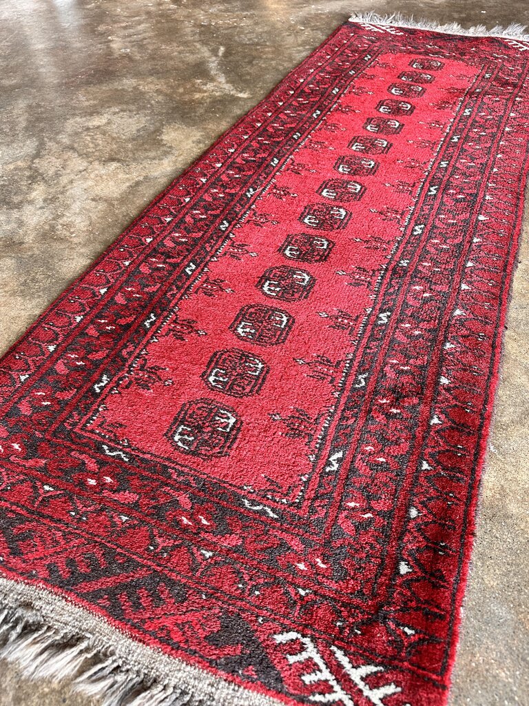Vintage Red Afghan Runner 21L x 61W - Image 3