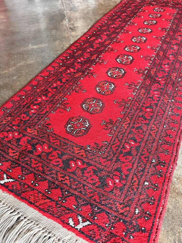 Vintage Red Afghan Runner 21L x 65W - Image 2