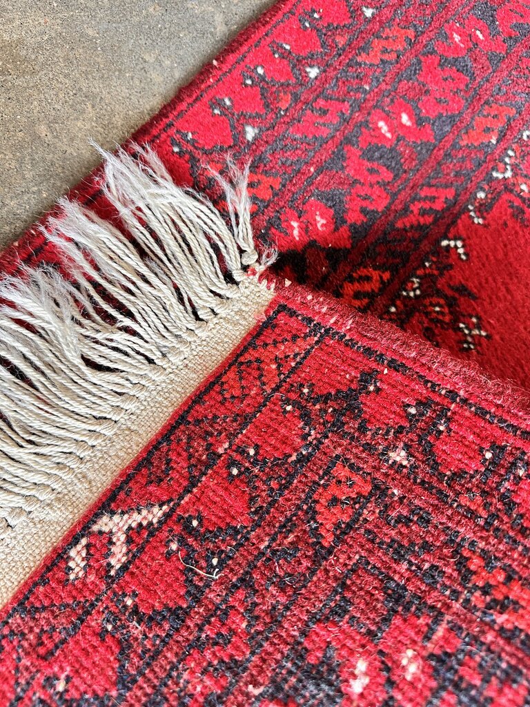 Vintage Red Afghan Runner 21L x 65W - Image 3