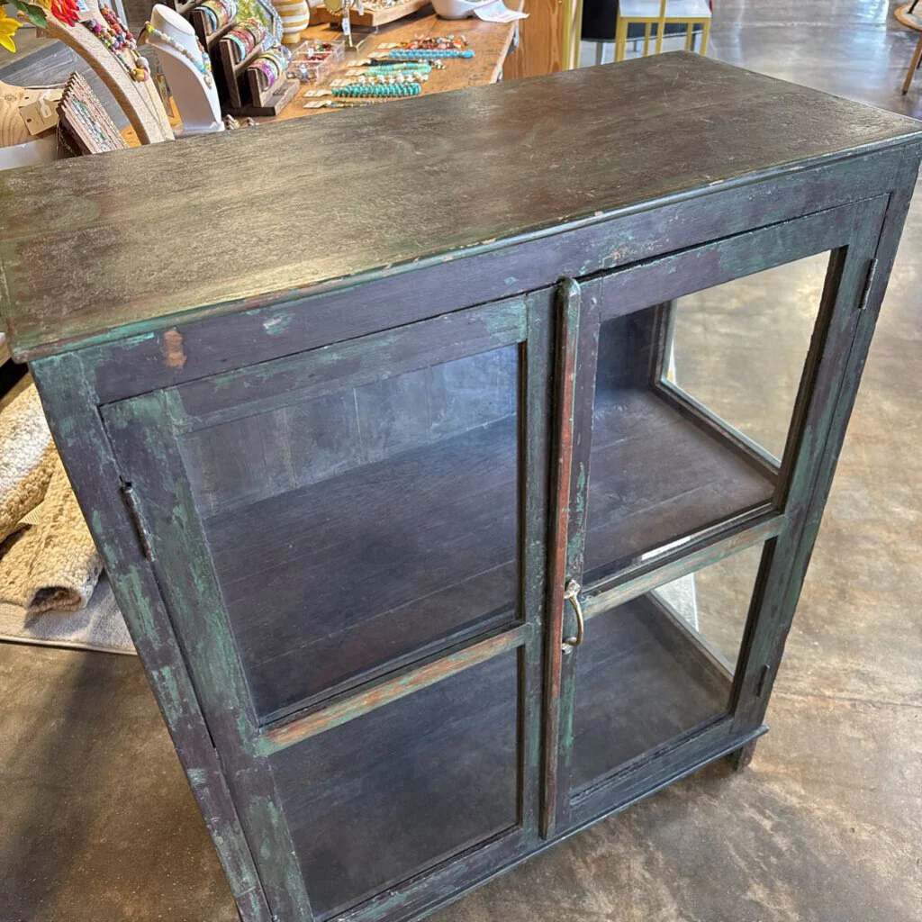 Wood Glass 2 Door Cabinet 35.5 X 16 X 44.5 - Image 2