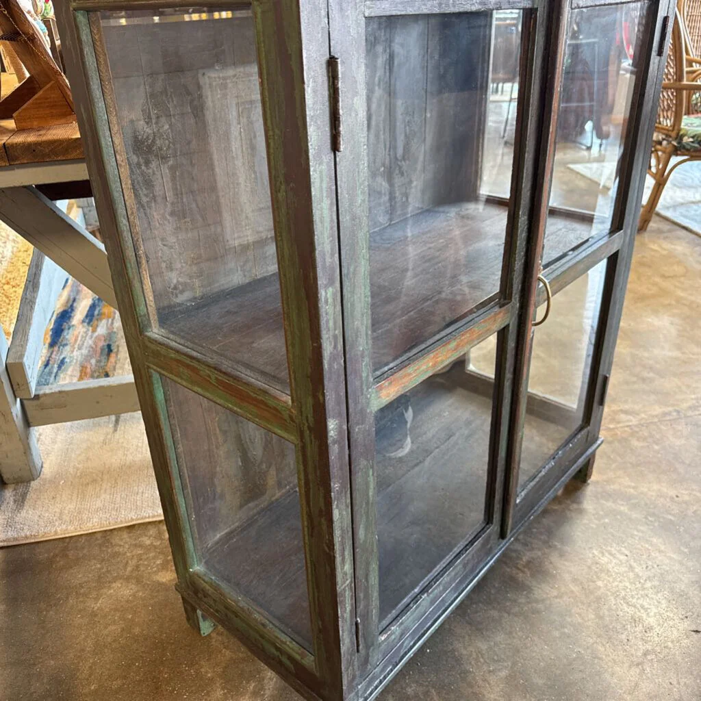 Wood Glass 2 Door Cabinet 35.5 X 16 X 44.5 - Image 3
