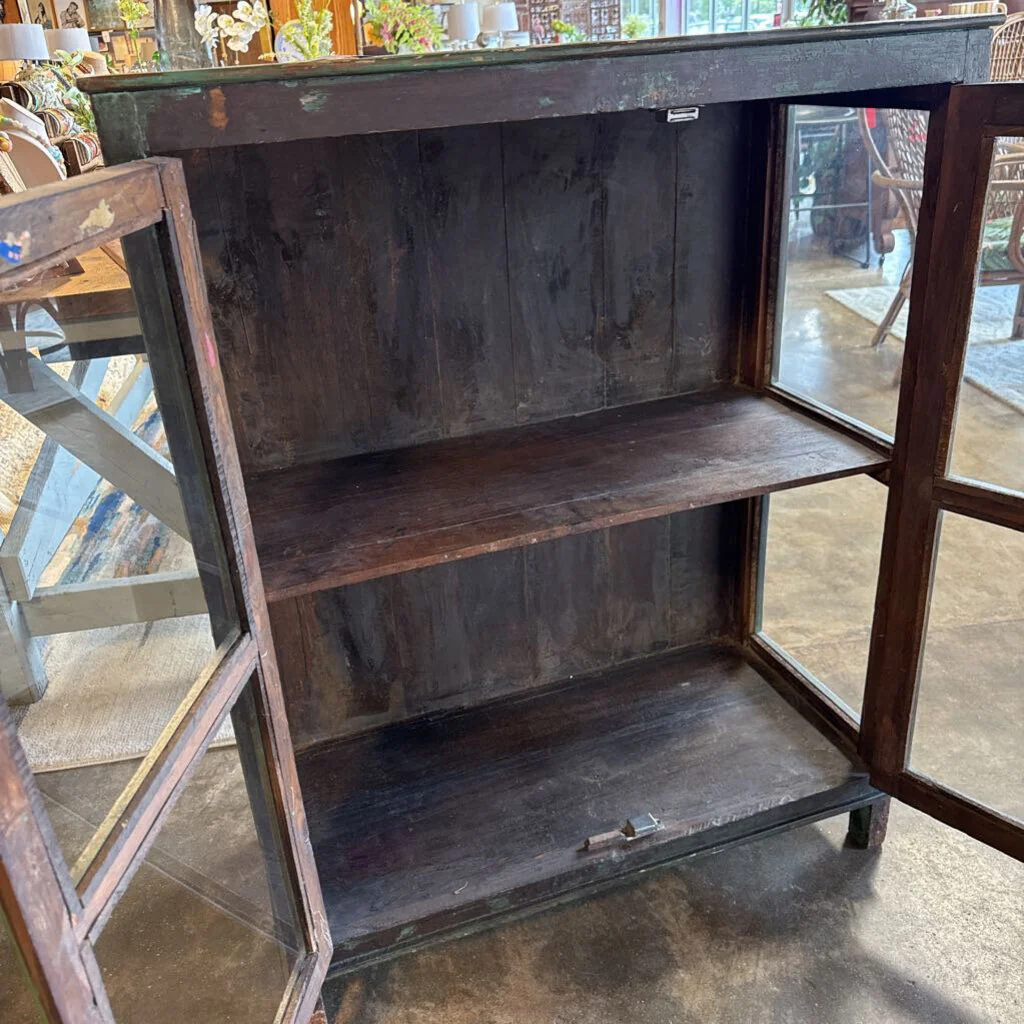 Wood Glass 2 Door Cabinet 35.5 X 16 X 44.5 - Image 4