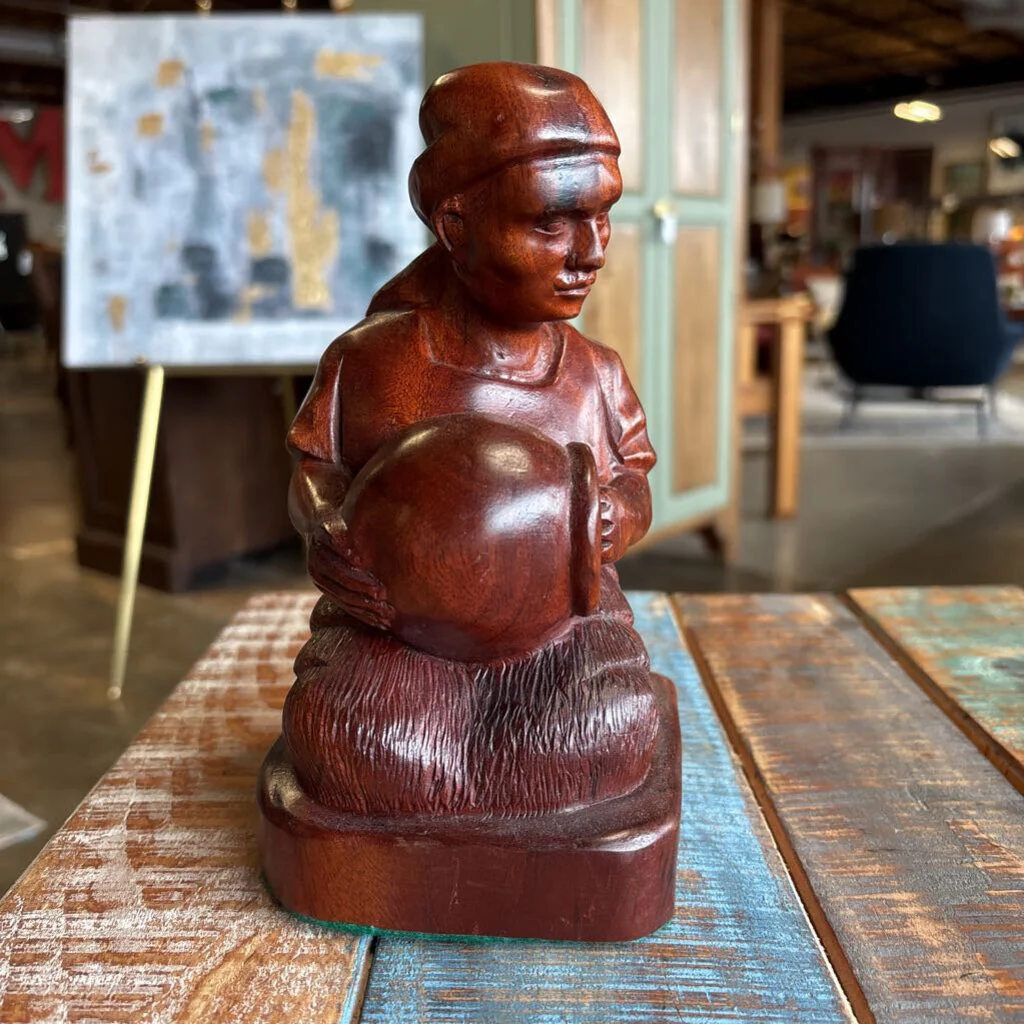 Wood Kneeling Potter Sculpture - Image 2