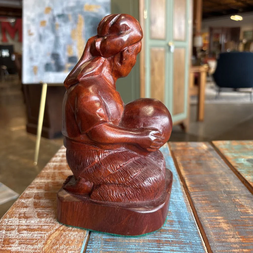 Wood Kneeling Potter Sculpture - Image 3