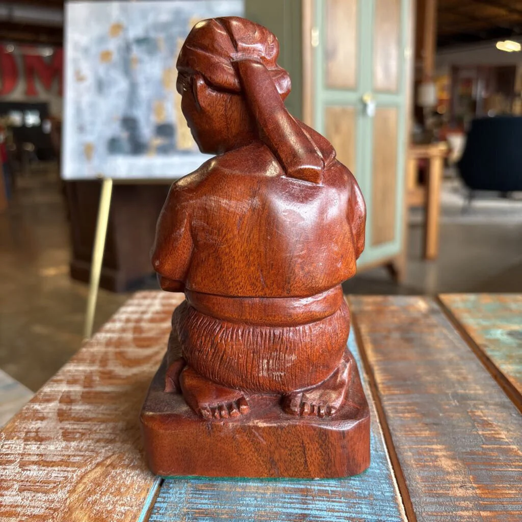 Wood Kneeling Potter Sculpture - Image 4