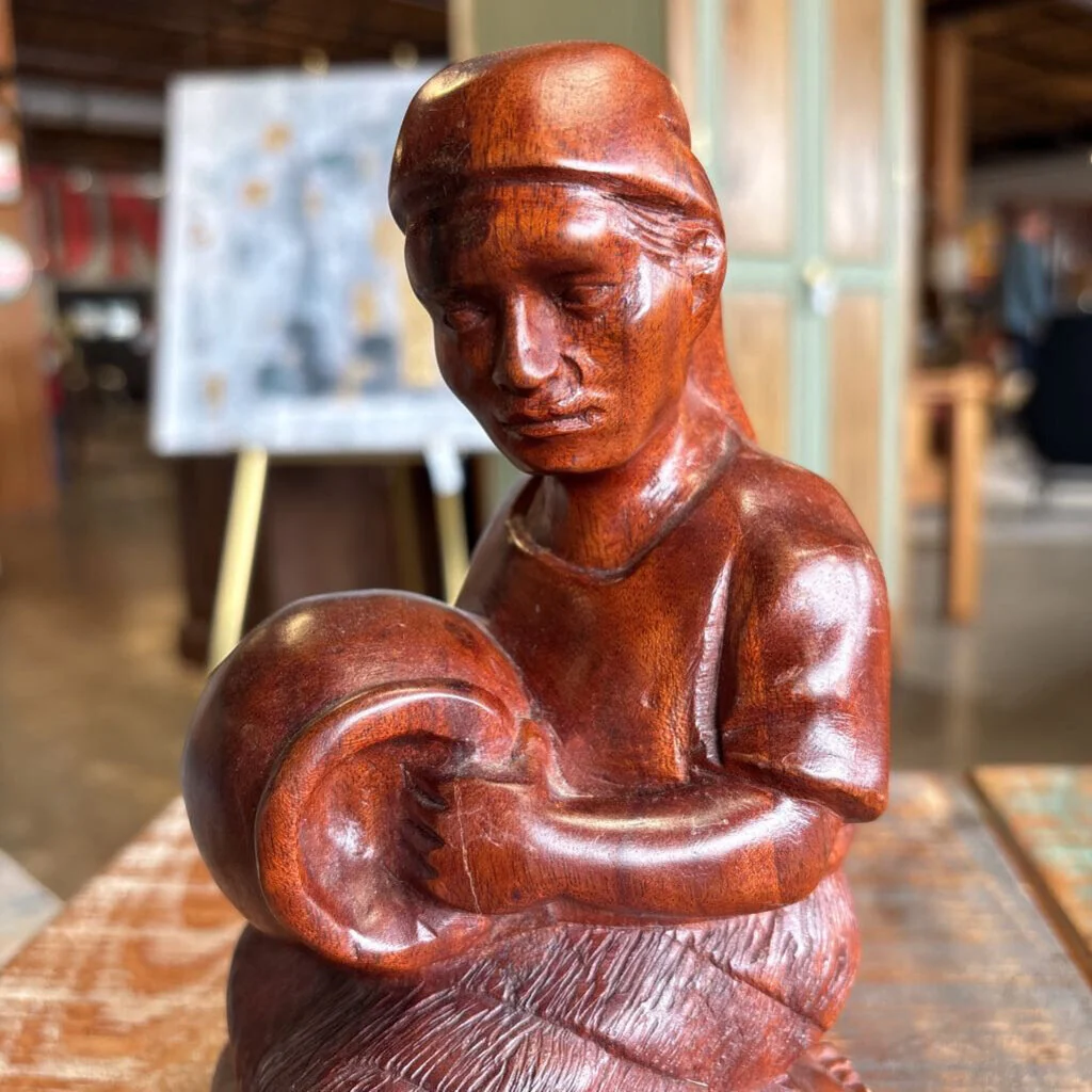 Wood Kneeling Potter Sculpture - Image 5