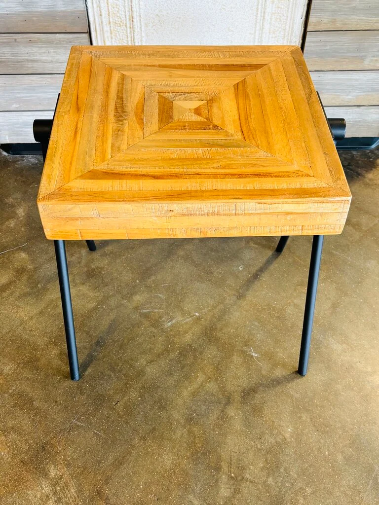 Wood & Metal Square Accent Table