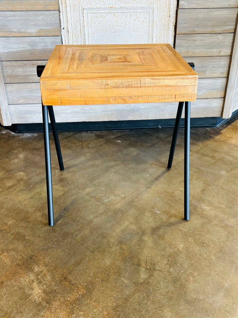 Wood & Metal Square Accent Table - Image 2