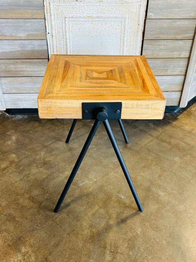 Wood & Metal Square Accent Table - Image 3
