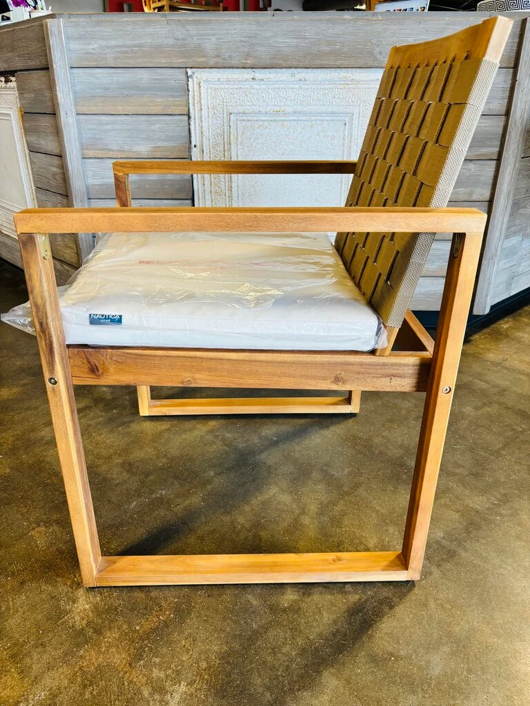 Wood & Woven Outdoor Chair - Image 2