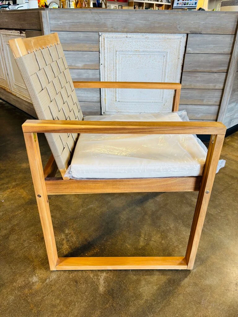 Wood & Woven Outdoor Chair - Image 4