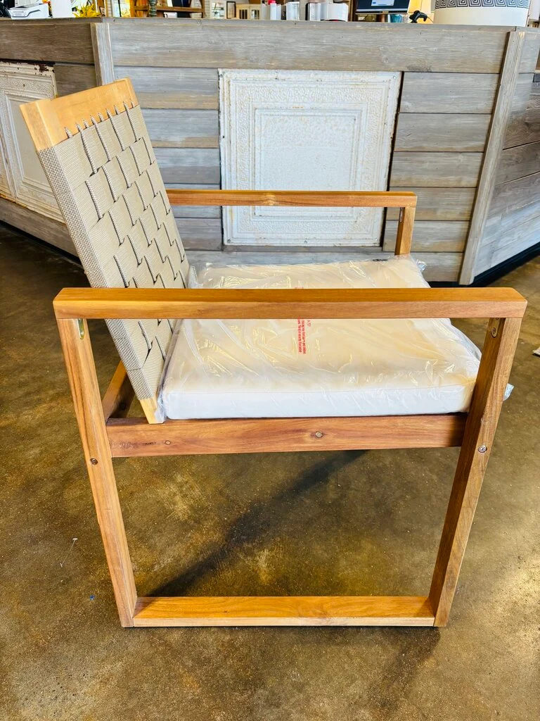 Wood & Woven Outdoor Chair - Image 2