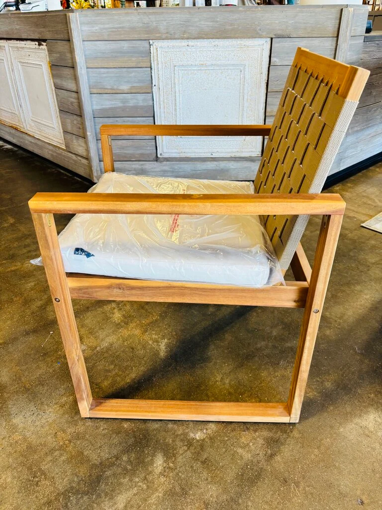 Wood & Woven Outdoor Chair - Image 4