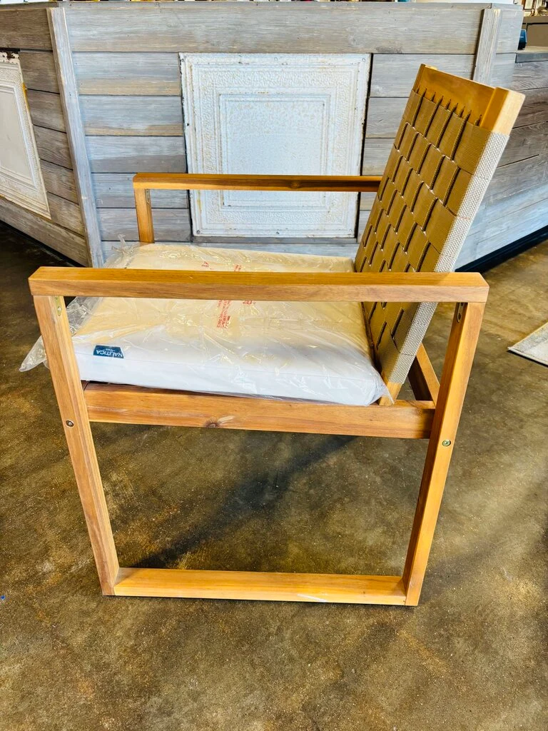 Wood & Woven Outdoor Chair - Image 2