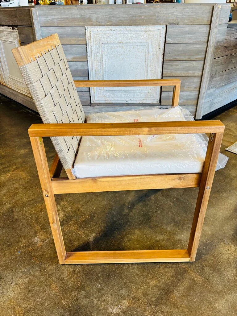 Wood & Woven Outdoor Chair - Image 4
