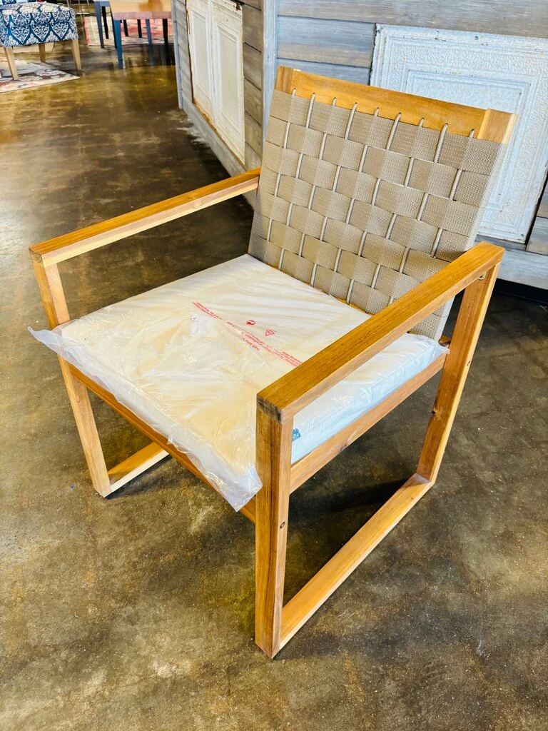 Wood & Woven Outdoor Chair - Image 5